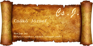 Csákó József névjegykártya